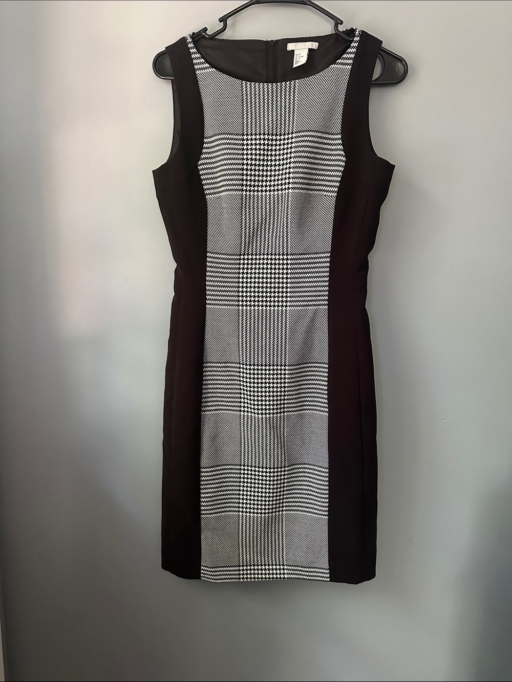 H&M Sleeveless Black and white houndstooth Dress -‎ Classic Workwear size 8